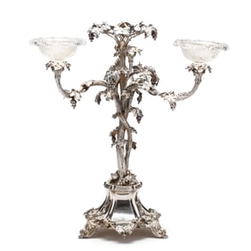 English Silver-Plated Presentation Epergne, Mark of Thomas Bradbury & Sons