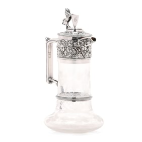 Victorian Silver-Plate Mounted Crystal Claret Jug