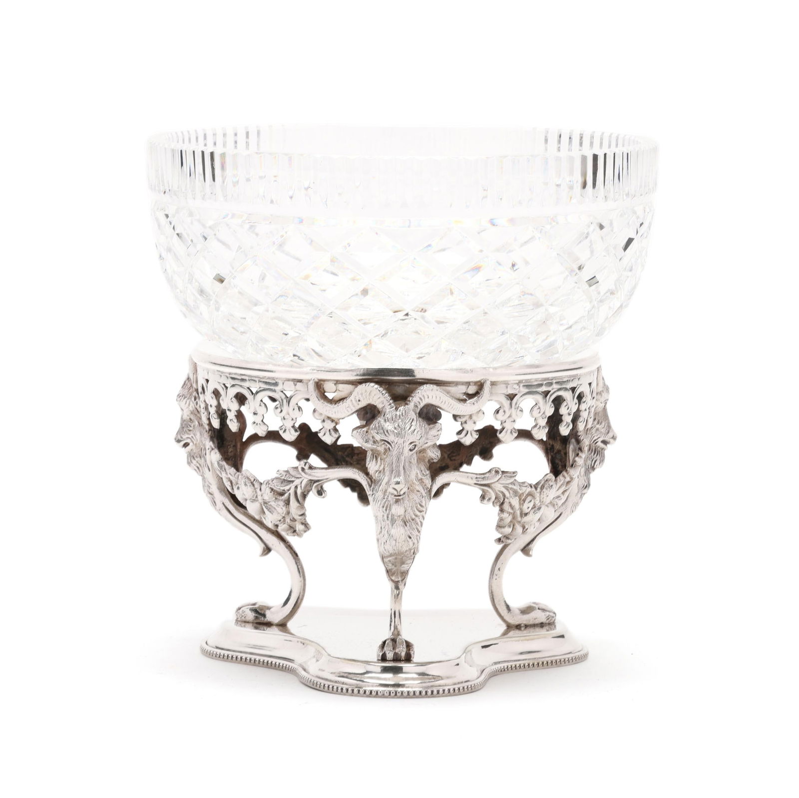 German Silver-Plated and Waterford Crystal Rams' Head Centerpiece (1 of 8)