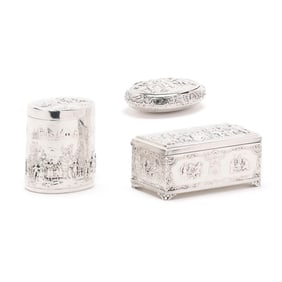 Three Continental Silver Repousse Boxes