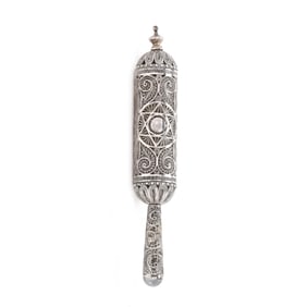 Judaica Silver and Silver Filigree Esther Scroll Case