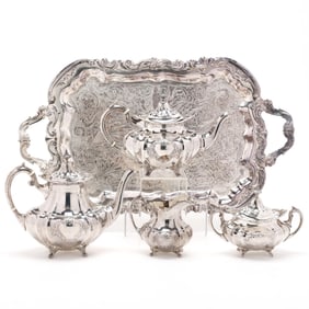 Reed & Barton Hampton Court Shield Sterling Silver Tea Service