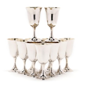 Set of Twelve Gorham Sterling Silver Goblets