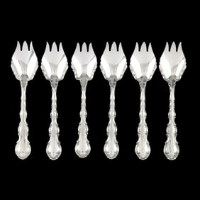 Set of Six Gorham Strasbourg Sterling Silver Ice Cream Forks