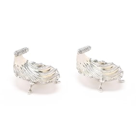 Pair of Sterling Silver Shell Master Salt Cellars