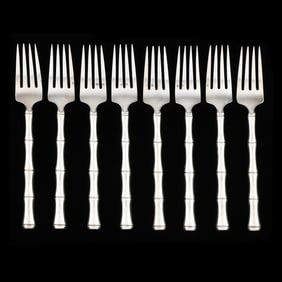 Set of Eight Towle Bamboo Sterling Silver Forks