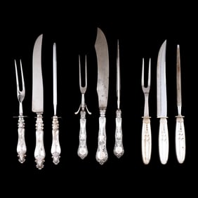 Three Silver Handled Carving Sets