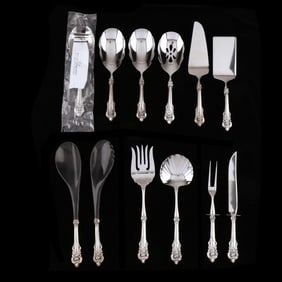 Twelve Wallace Grand Baroque Sterling Silver Handled Flatware Servers