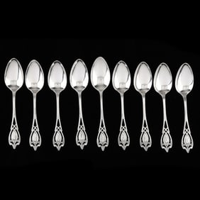 Set of Nine Sterling Silver Teaspoons
