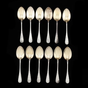 Set of Twelve Whiting Sterling Silver Fruit Spoons