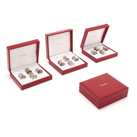 Four Boxed Sets of Cartier Sterling Silver Miniature Salt and Pepper Shakers