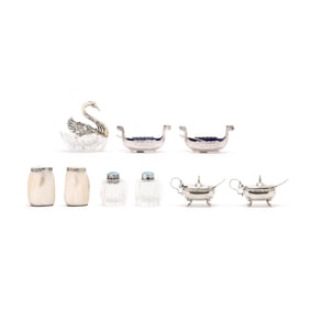 Eclectic Assortment of Silver Salt Serving Accessories