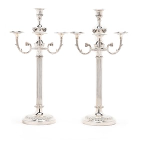Pair of Large Silver-Plated Candelabra