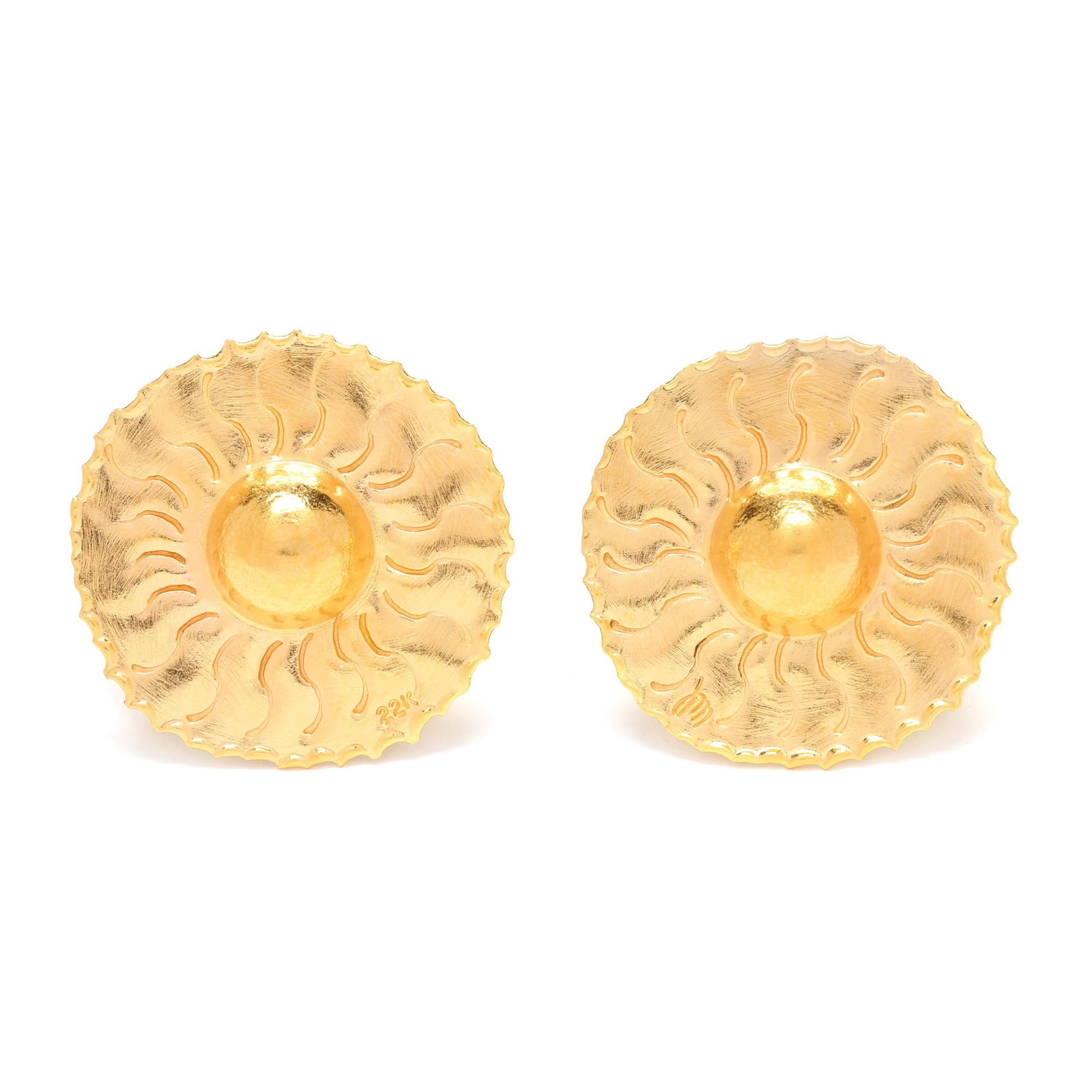 High Karat Gold Sunburst Earrings, Jean Mahie (1 of 4)