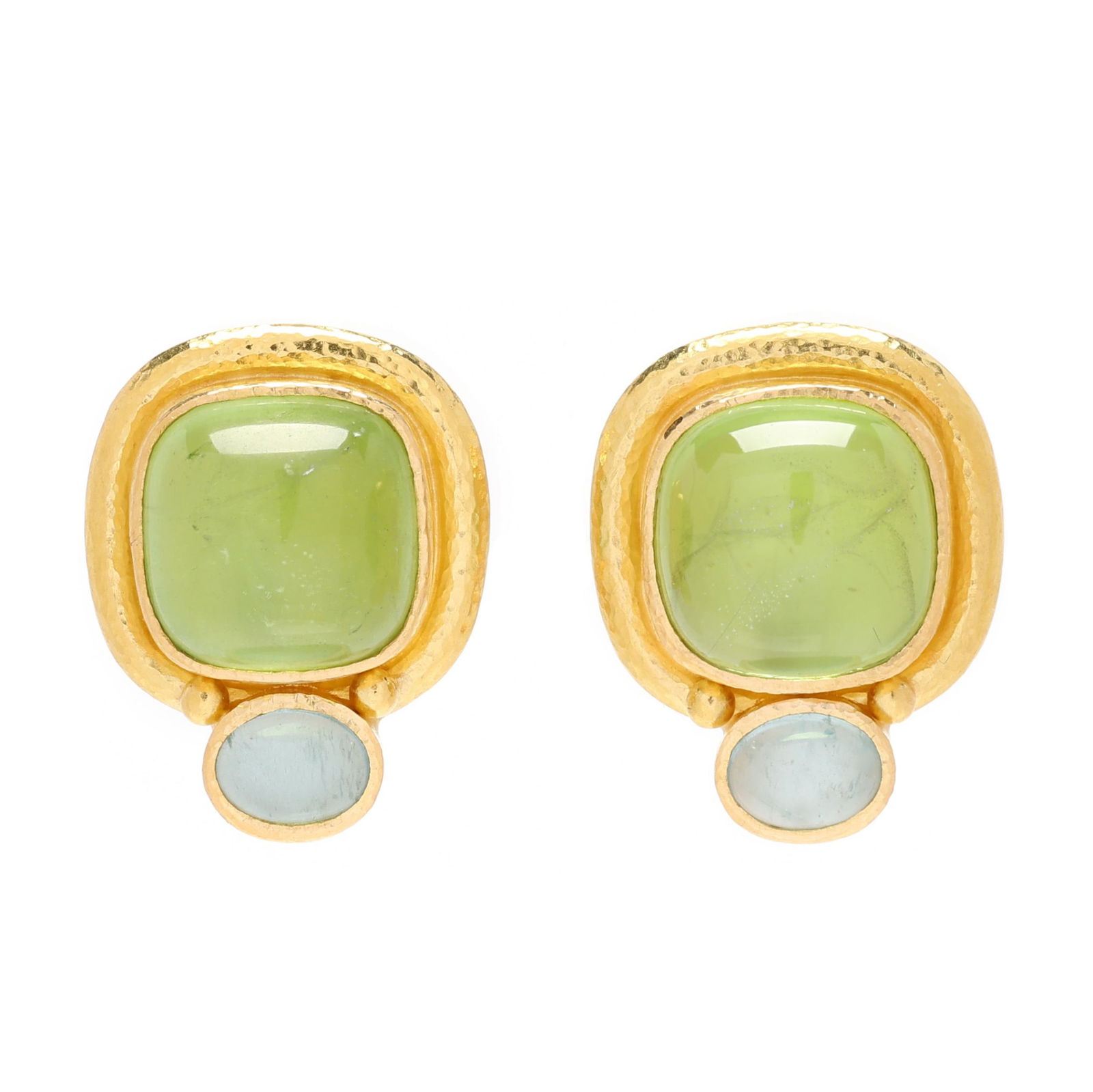 Gold, Peridot, and Aquamarine Earrings, Elizabeth Locke (1 of 3)