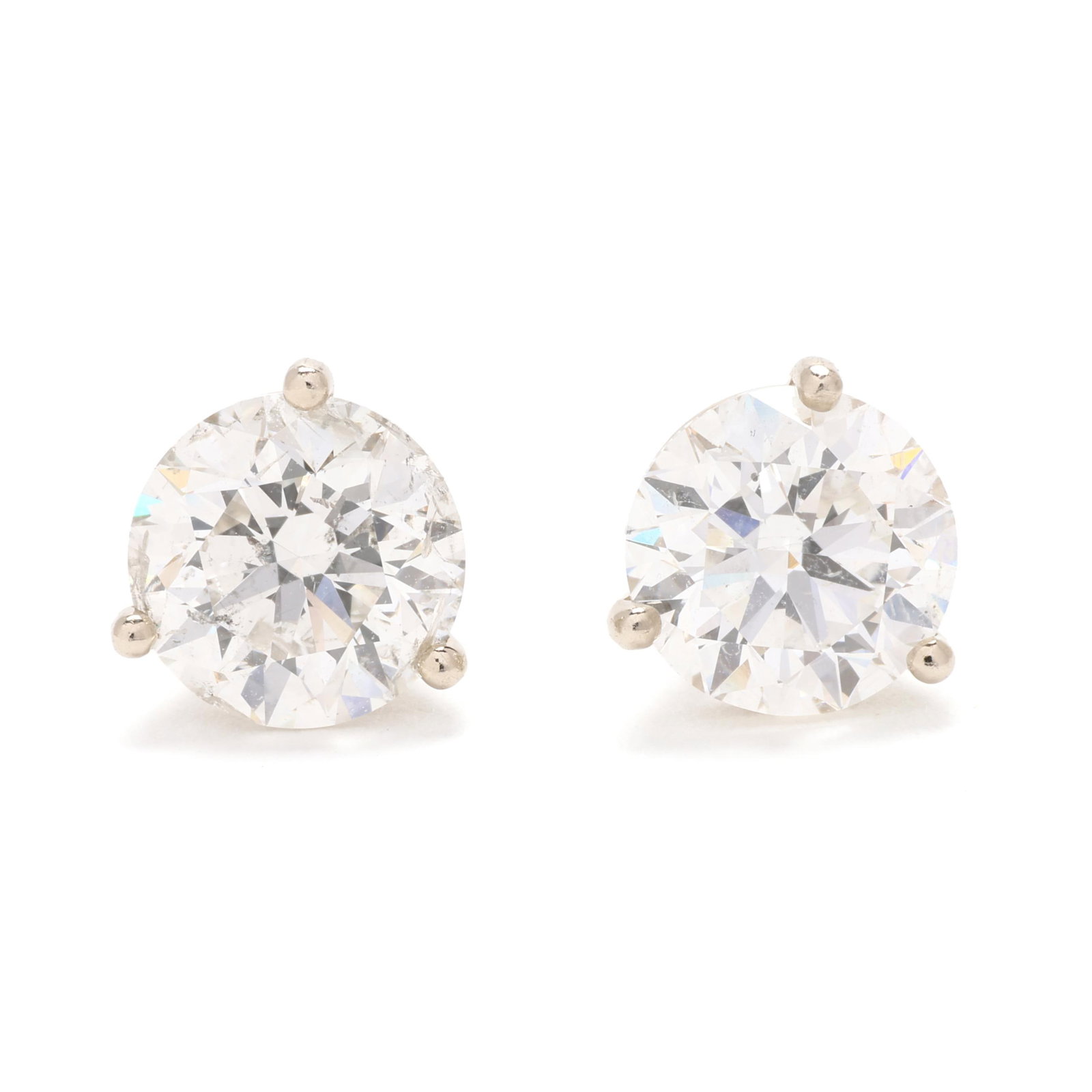 Pair of 3.01 Total Carat Round Brilliant Cut Diamond Stud Earrings (1 of 6)
