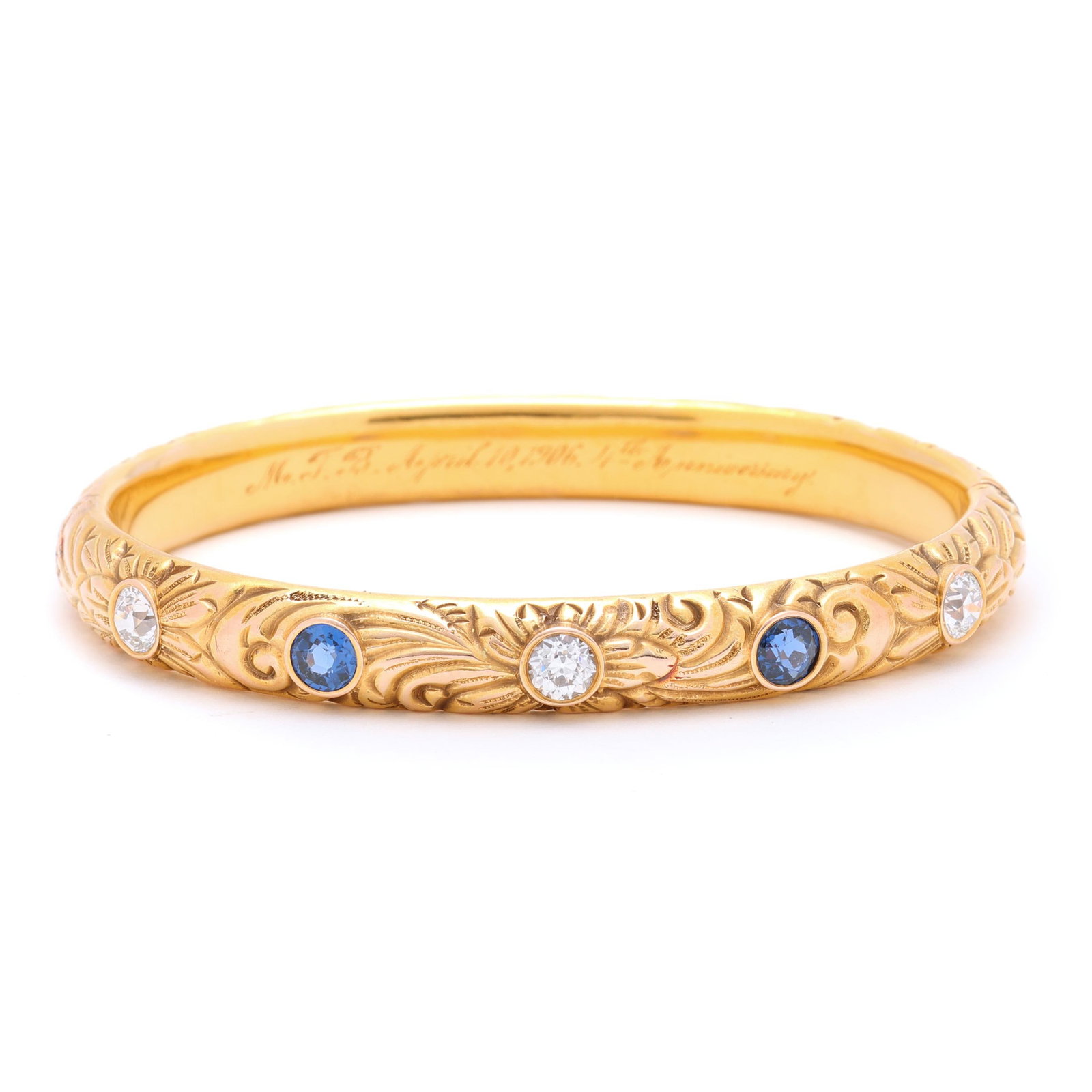 Antique Gold, Diamond, and Sapphire Bracelet (1 of 9)