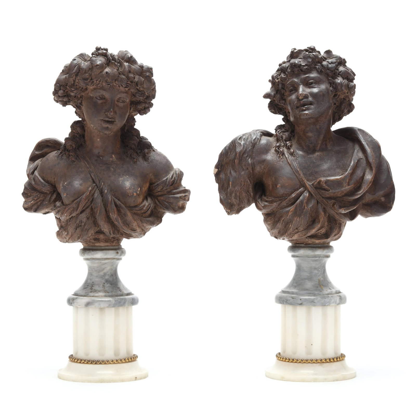 Claude "Clodion" Michel (French, 1738-1814), Terracotta and Marble Busts of Bacchante and Bacchus (1 of 10)