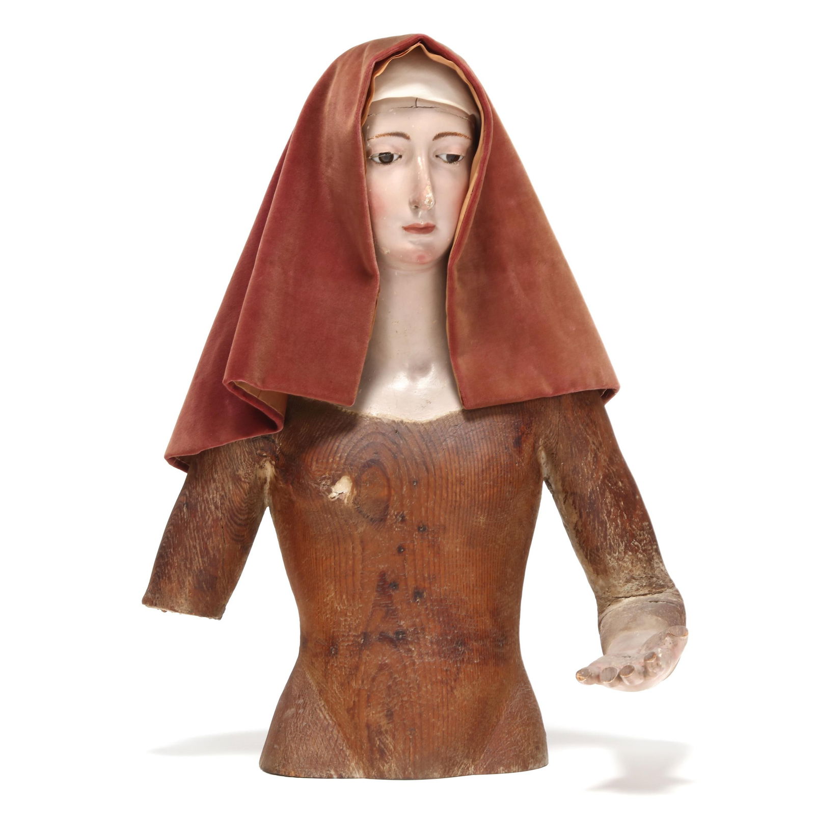 Italian School (18th century), Polychrome Santos Mannequin Bust (1 of 15)