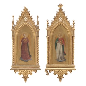 after Fra Angelico (Italian, 1395-1455), Two Signed Grand Tour Angel Icons