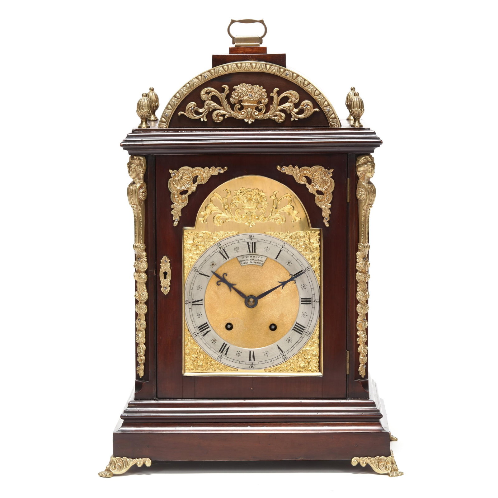 English Ormolu Mounted Mahogany Mantel Clock, J. Dimmick Maker to the Queen (1 of 11)