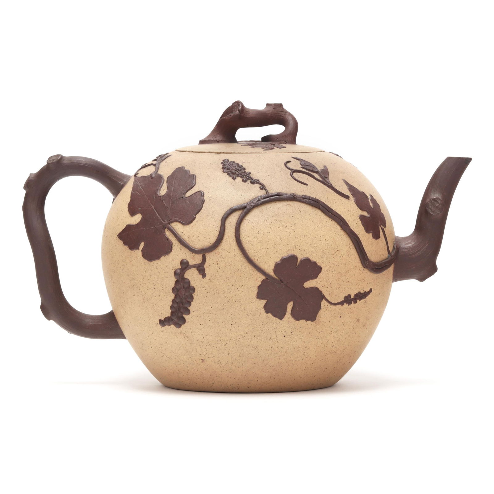 Yixing Teapot and Cover with Grape Decoration (1 of 7)