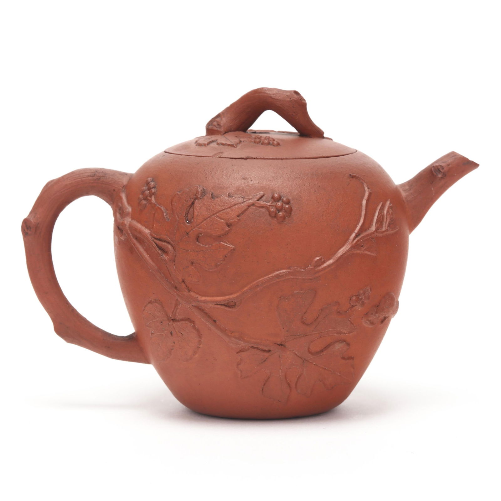 Chinese Yixing Teapot with Applied Vines and Squirrel (1 of 5)