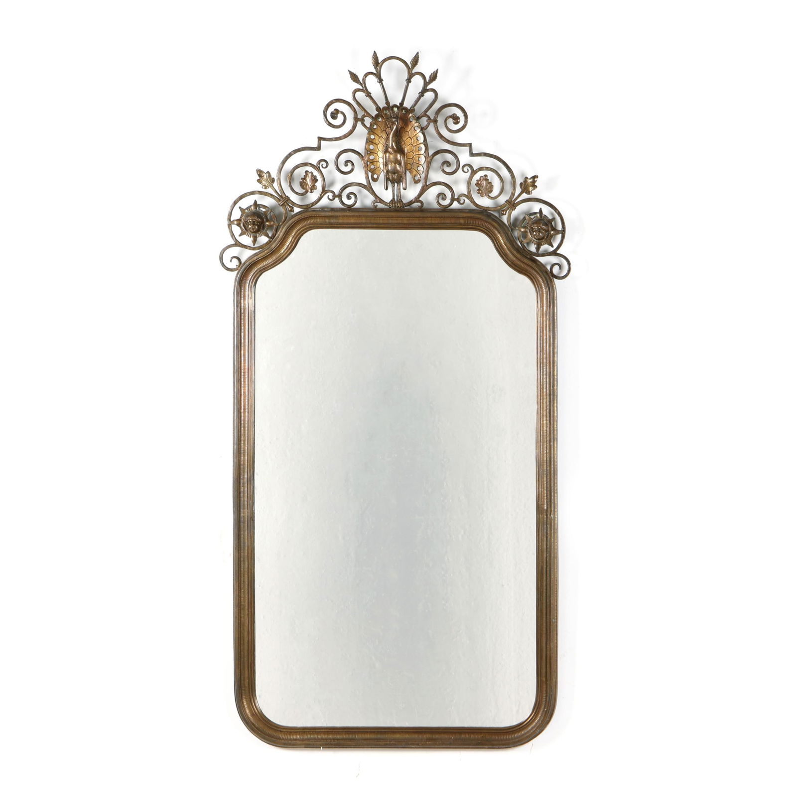 Oscar Bach, Bronze Art Deco Peacock Mirror (1 of 7)