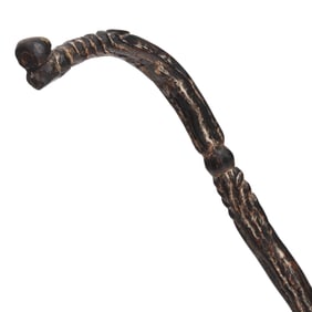 Figural Carved Black Coral Branch Cane