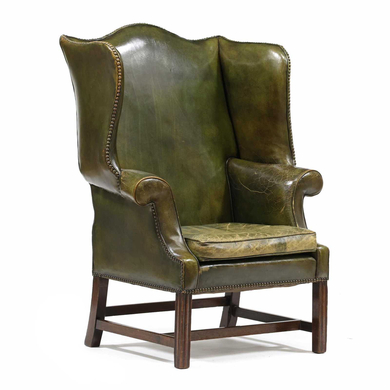 English Chippendale Leather Upholstered Mahogany Easy Chair (1 of 12)