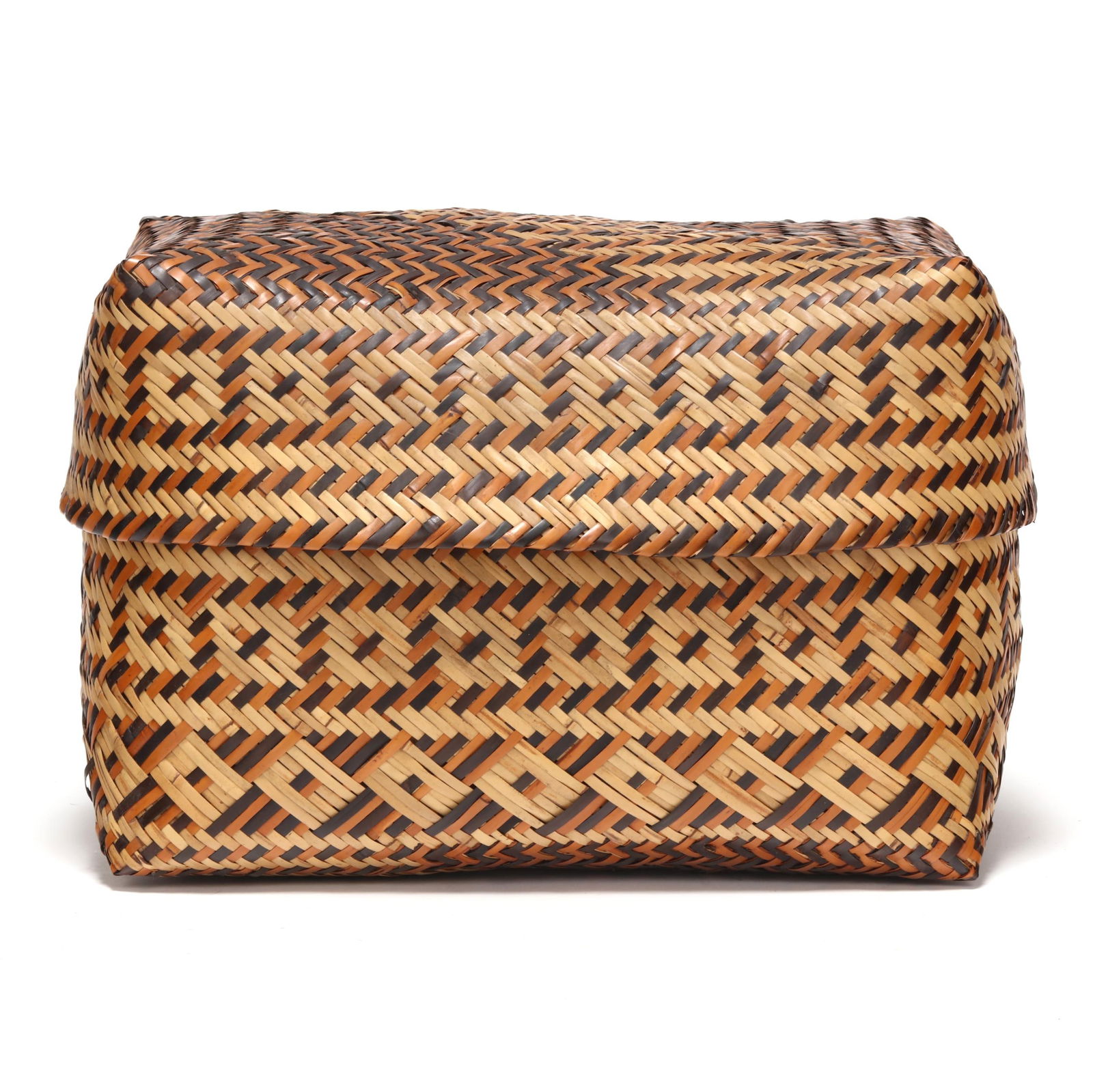 Eva Wolfe (NC, 1922-2004), Cherokee Double Weave Lidded Storage Basket (1 of 6)