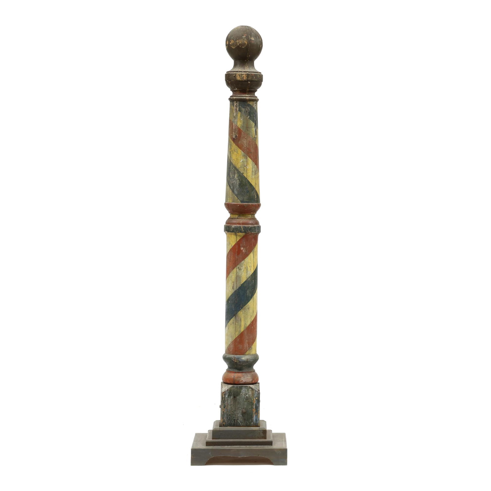 Tall Antique American Turned and Painted Barber Trade Pole (1 of 10)
