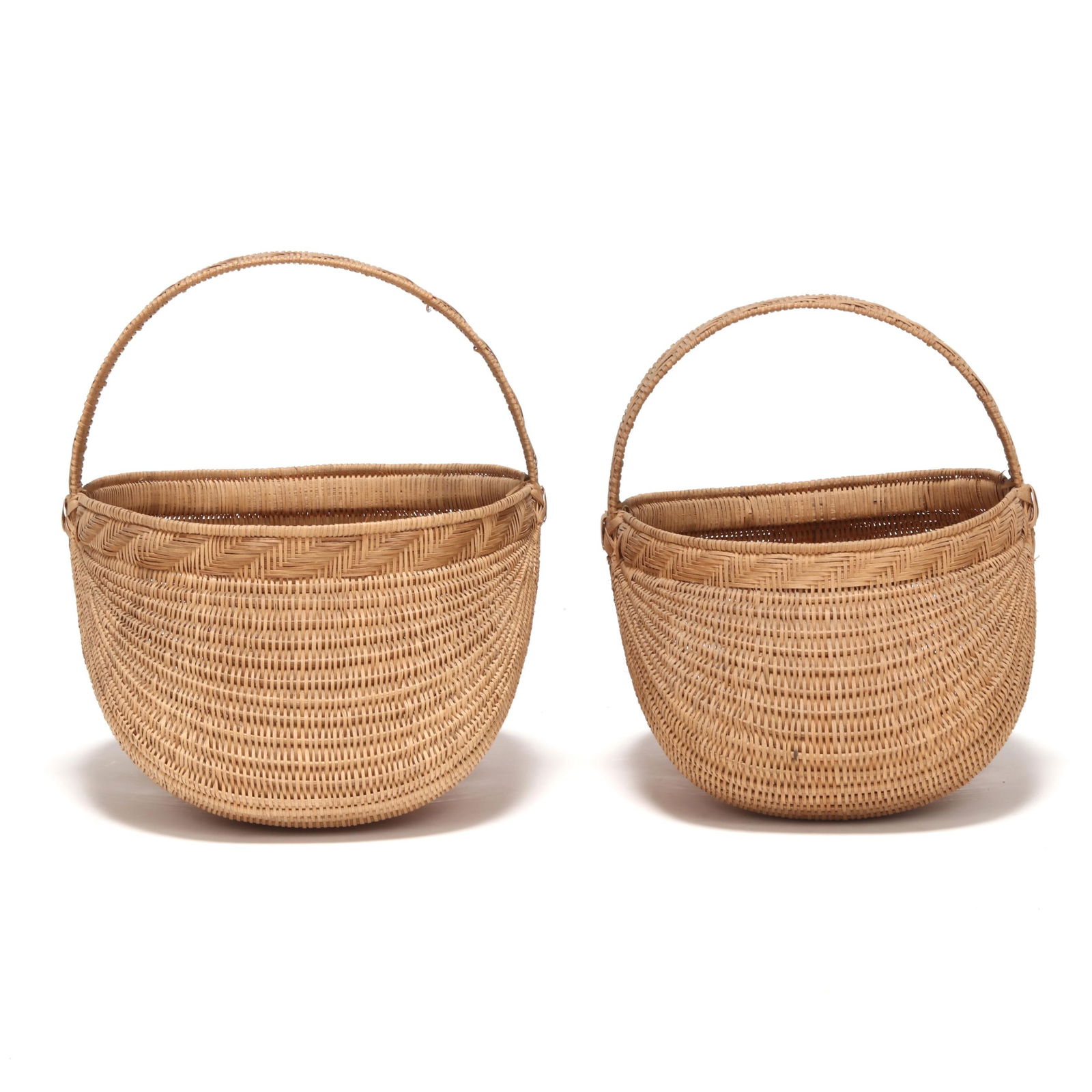 Nelda J. Merritt (TN, 1959-1997), Two Fine Split Oak Egg Baskets (1 of 6)