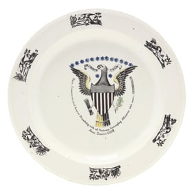 Liverpool Patriotic Creamware Plate with American Shield Eagle