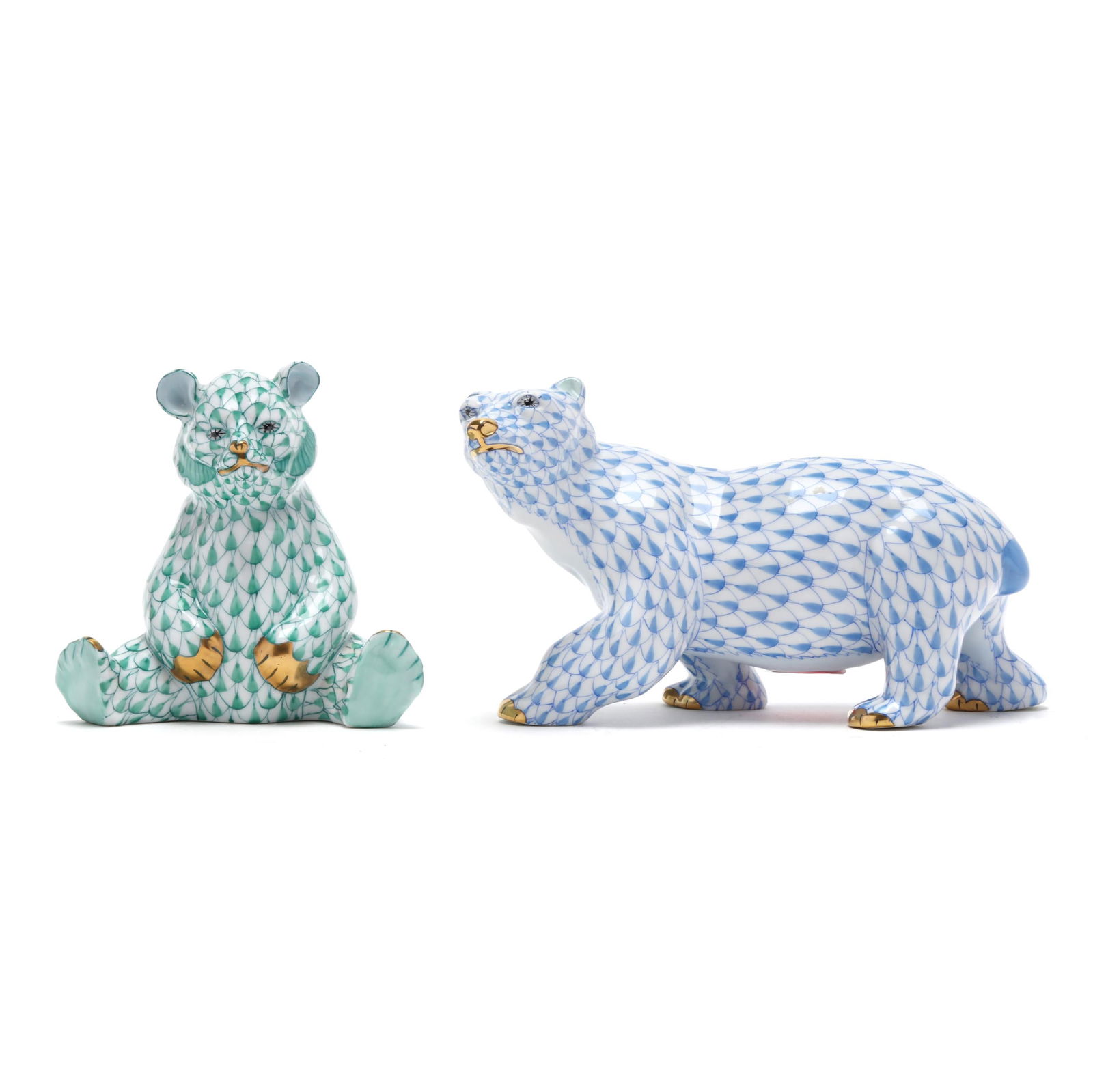 Two Herend Fishnet Porcelain Bears (1 of 7)