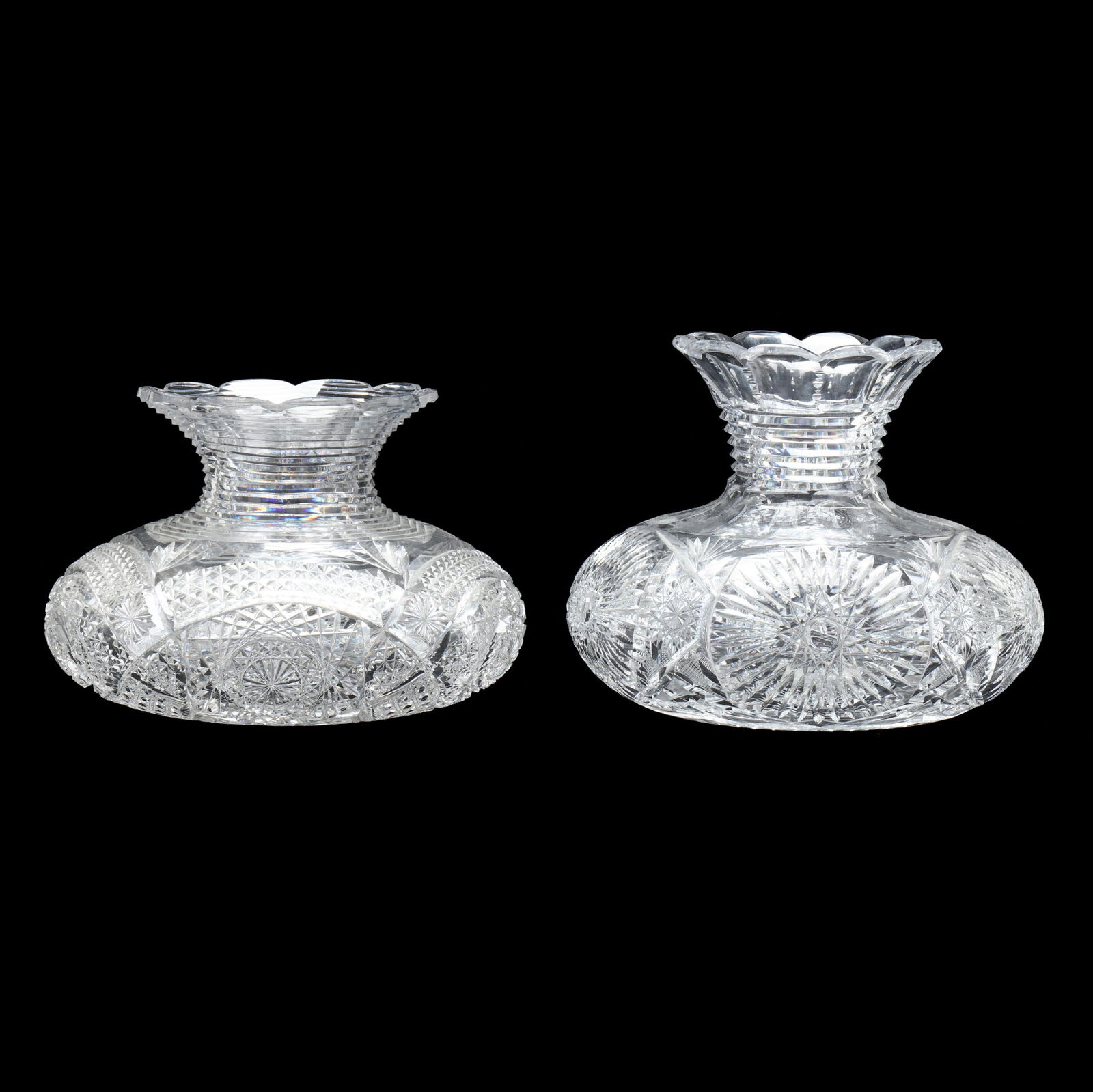 Two Large American Brilliant Period Cut Glass Rose Vases (1 of 12)