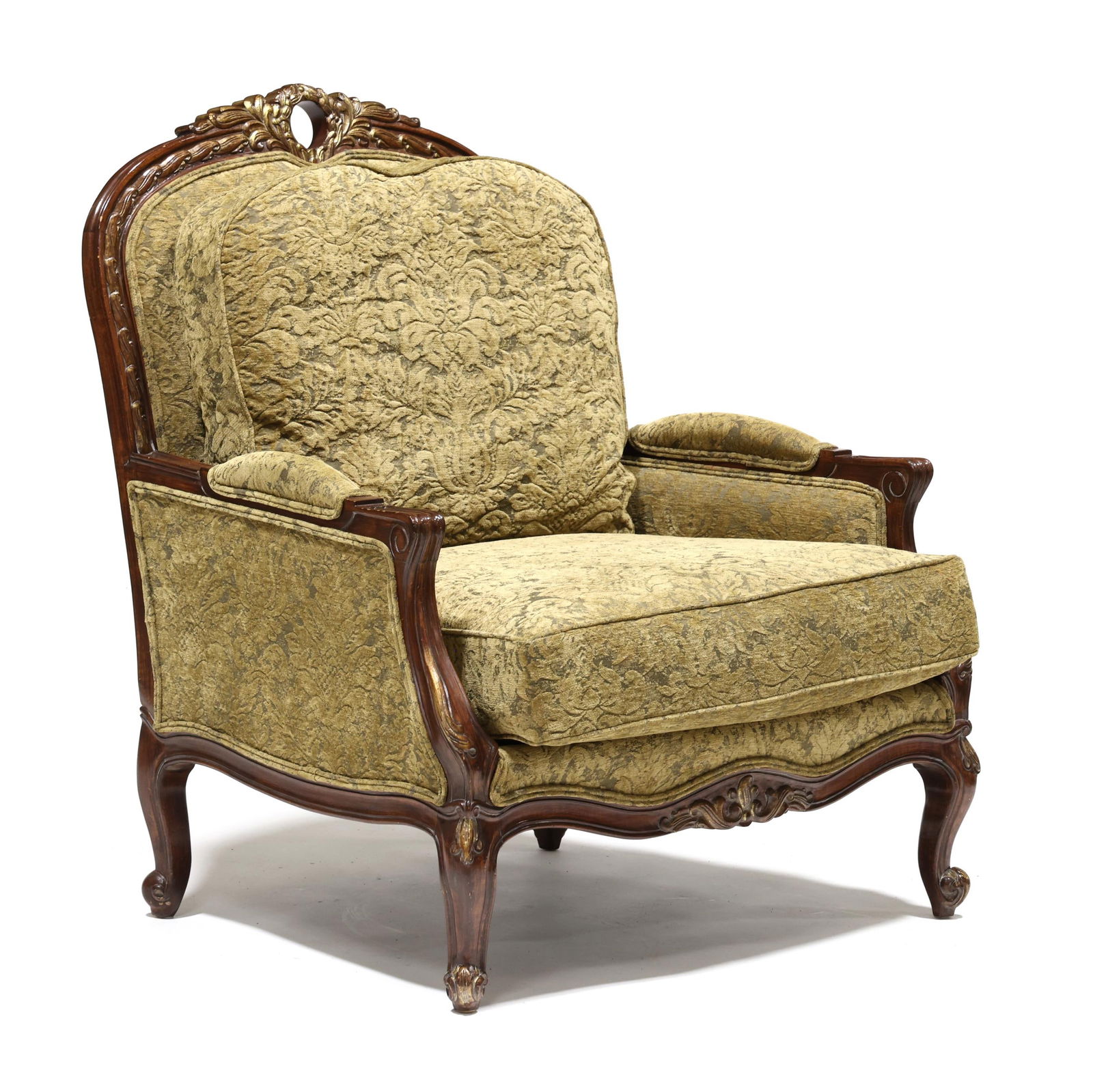 Louis XV Style Carved and Parcel Gilt Oversized Bergere (1 of 11)