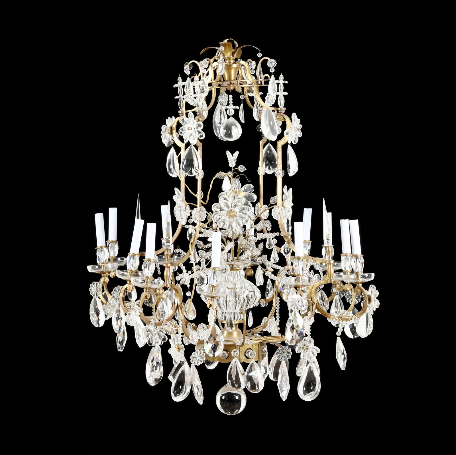 Bagues Style Large Gilt Brass and Drop Prism Chandelier (1 of 6)