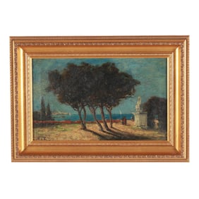 Continental School (Early 20th Century), Tonalist Seascape with Trees