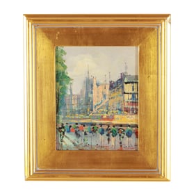 Jacobini (Continental School, Late 20th Century), Cityscape with Figures