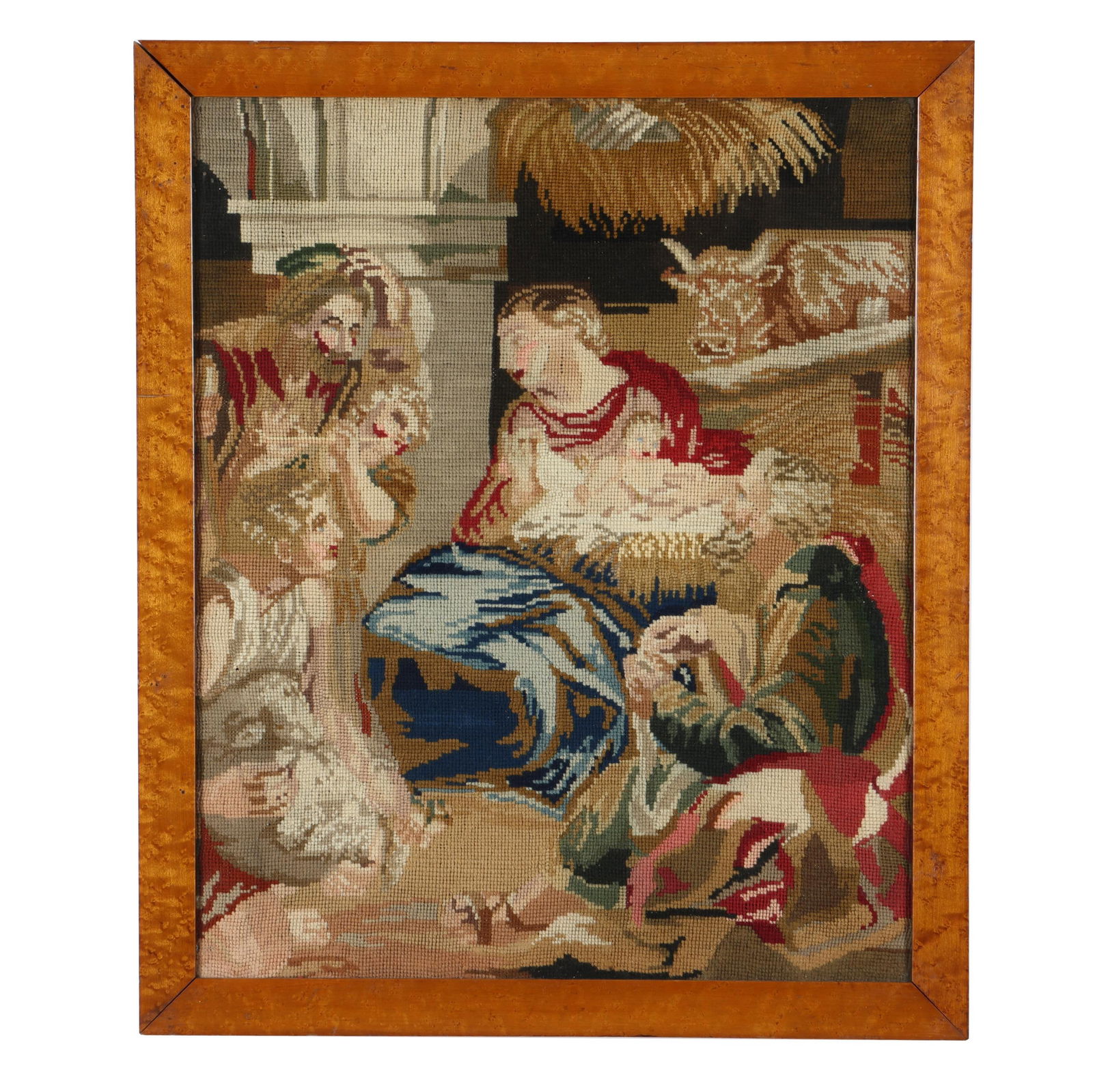 Framed Woolwork Needlepoint of Nativity Scene (1 of 6)