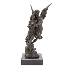 after Jean Didier Début (French, 1824-1893), Bronze Figural Group of Cupid and Psyche