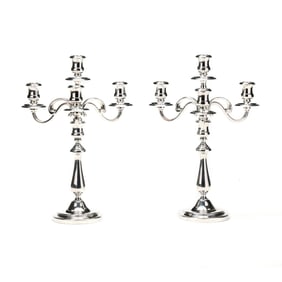 Pair of Christofle Silver-Plated Candelabra