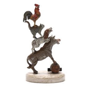 Cold-Painted Metal Sculpture of the Town Musicians of Bremen