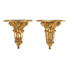 Pair of Italian Neoclassical Style Giltwood Wall Brackets