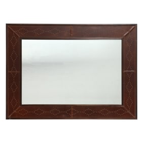 EJ Victor, Large Leather and Brass Studded Mirror