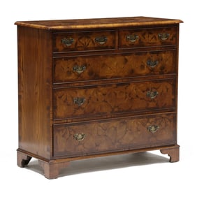 William and Mary Style Oyster Veneered Chest of Drawers