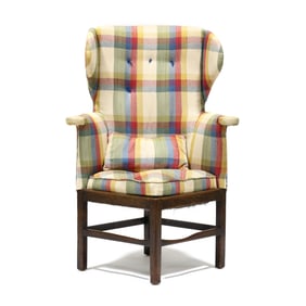 Unusual English Chippendale Mahogany Corner Easy Chair