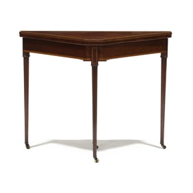 Edwardian Inlaid Mahogany Triangular Game Table