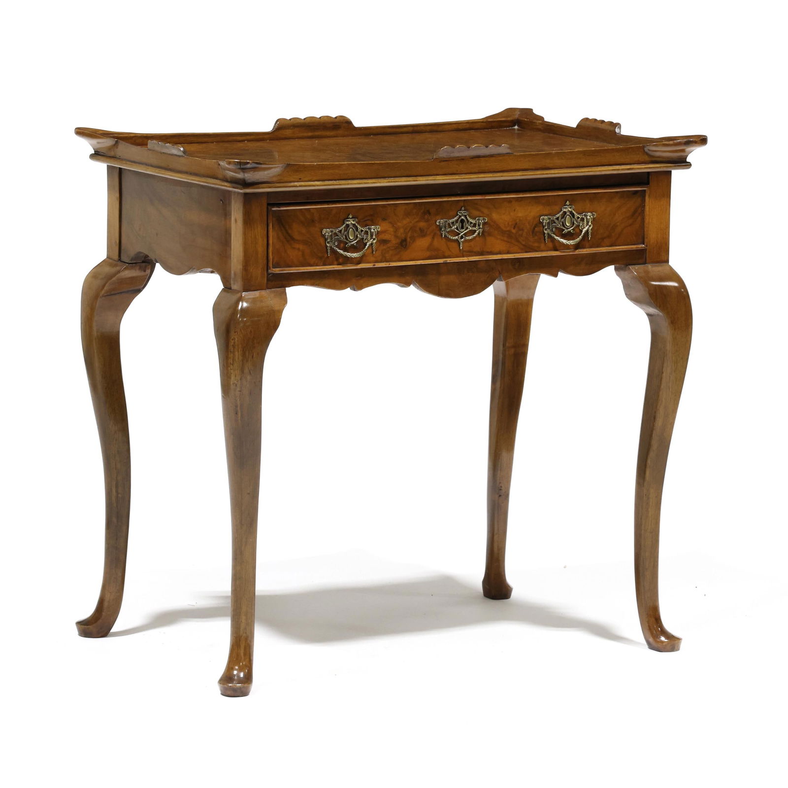 English Queen Anne Style Burl Wood Tea Table (1 of 7)